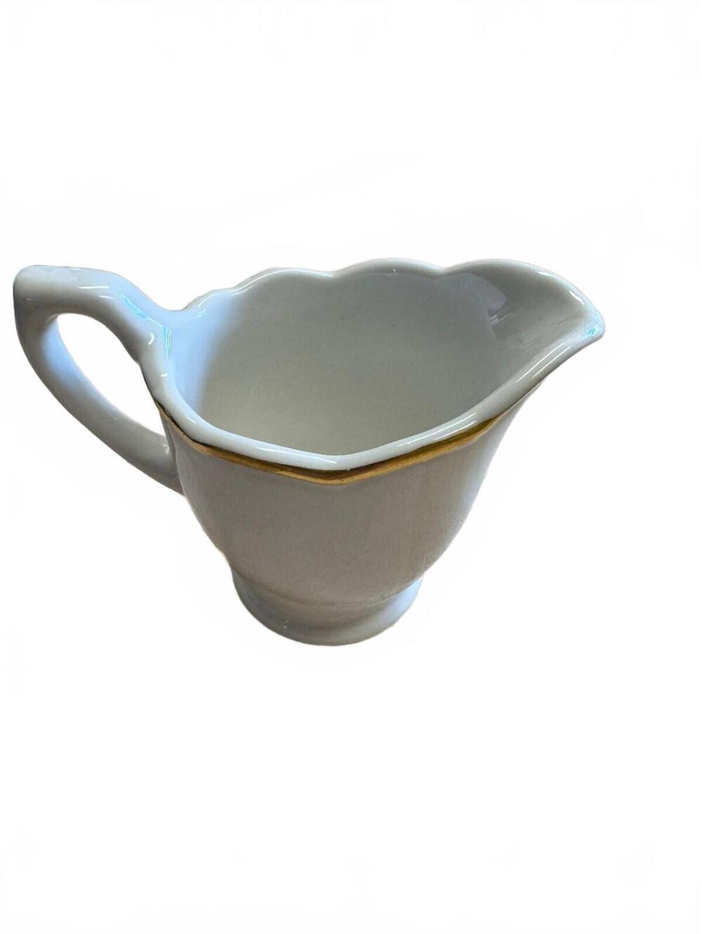 Syracuse China Creamer White Gold Trim Scalloped Rim Vintage